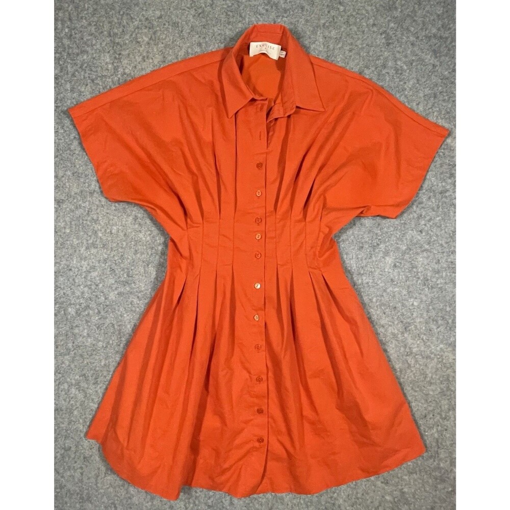Anthropologie by Exquise The Tobie Mini Shirt Dress Red Pockets Size Small